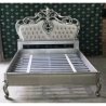 Classic European Ornate Tufted Bed Frame Silver Finish