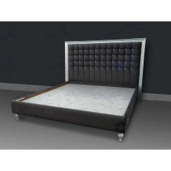 Luxurious Tufted Velvet Upholstered Bed Frame King Size with Elegant Metallic Trim