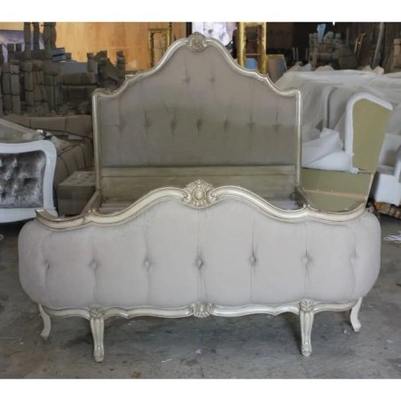 Luxury Classic Wood Fabric Upholstered King Size Bed Frame
