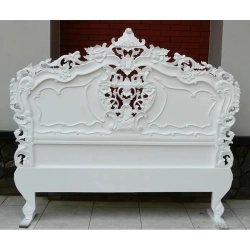 Ornate White Carved Wood Headboard Classic Bedroom Furniture