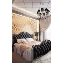Luxury Tufted Upholstered Bed with Ornate Silver Trim Frame