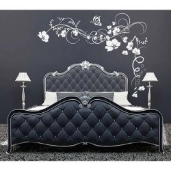 Luxury Tufted Upholstered Bed with Ornate Silver Trim Frame