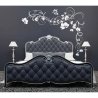 Luxury Tufted Upholstered Bed with Ornate Silver Trim Frame