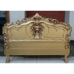 Luxury Ornate Gold Carved Wood Bed Frame