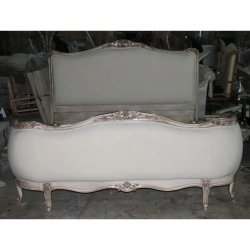 Luxury Classic Carved Wooden Upholstered Bed Frame