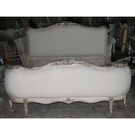 Luxury Classic Carved Wooden Upholstered Bed Frame