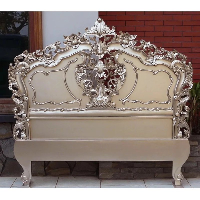 Luxury Classic Carved Wood Bed Frame - Champagne Gold Luxury Classic Carved Wood Bed Frame - Champagne Gold