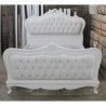 Elegant White Classic Carved Tufted Upholstered Bed