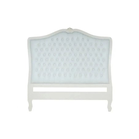 Elegant Tufted Upholstered Queen Bed Headboard White Wooden Frame