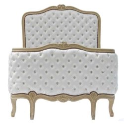 Elegant Tufted Upholstered Queen Bed Headboard White Wooden Frame
