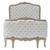 Elegant Tufted Upholstered Queen Bed Headboard White Wooden Frame