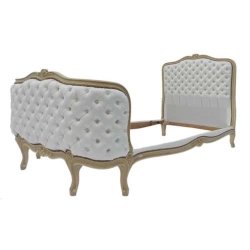Elegant Tufted Upholstered Queen Bed Headboard White Wooden Frame