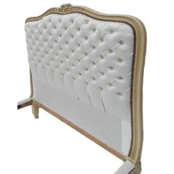 Elegant Tufted Upholstered Queen Bed Headboard White Wooden Frame