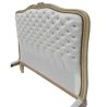 Elegant Tufted Upholstered Queen Bed Headboard White Wooden Frame