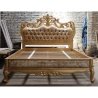 Golden Luxury Carved Upholstered Bed Frame Classic Design