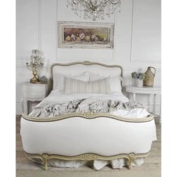 Elegant French Provincial Upholstered Bed Frame Handcrafted Wood
