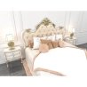 Classic Luxurious Upholstered Bed with Ornate Gold Headboard and Nightstands