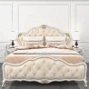 Luxury Classic Cream Tufted King Size Bed with Gold Accents