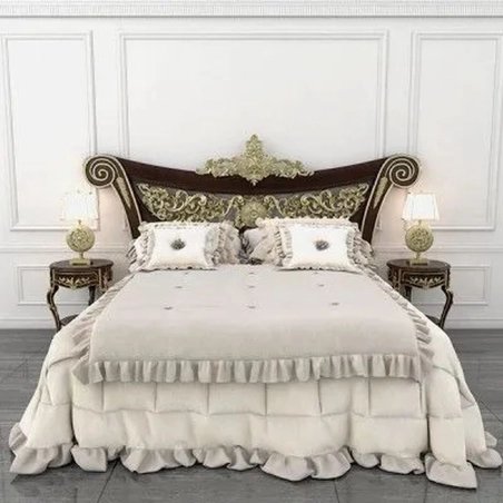Elegant Classic Carved Wood Bed Frame Luxury Design