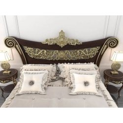 Elegant Classic Carved Wood Bed Frame Luxury Design