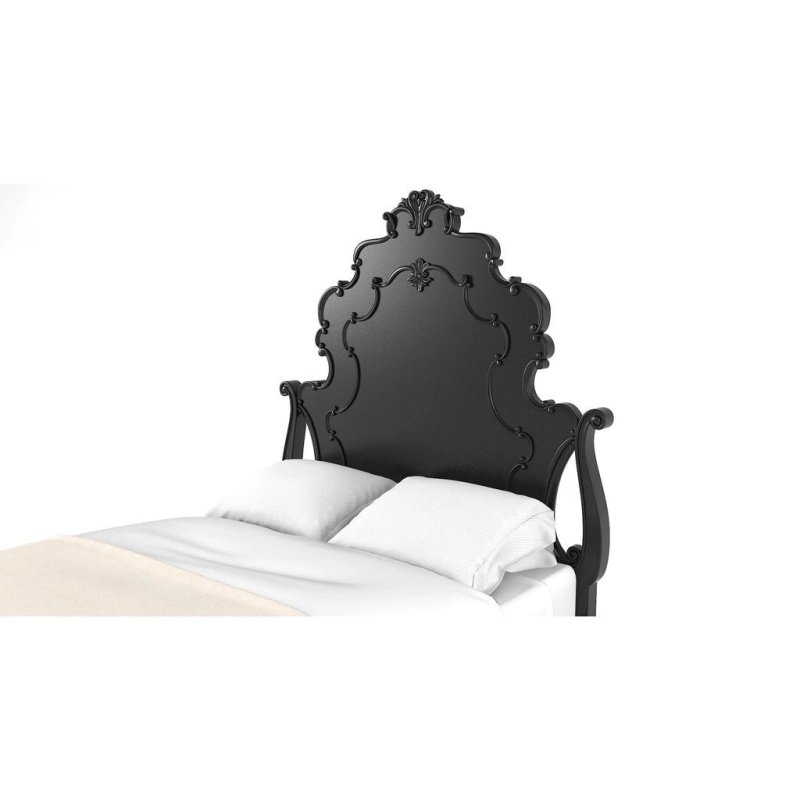 Luxury Black Ornate Carved Solid Wood Bed Frame Classic Design Luxury Black Ornate Carved Solid Wood Bed Frame Classic Design
