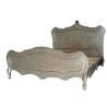 Classic French Provincial Ornate Wooden Bed Frame with Silver Finish