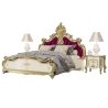 Luxury Royal Classic Carved Gold Finish Bed with Velvet Upholstery