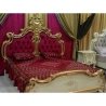 Luxury Royal Classic Carved Gold Finish Bed with Velvet Upholstery