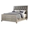 Modern Glam Tufted Headboard Platform Bed with Metallic Finish