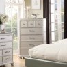 Modern Glam Tufted Headboard Platform Bed with Metallic Finish
