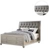 Modern Glam Tufted Headboard Platform Bed with Metallic Finish