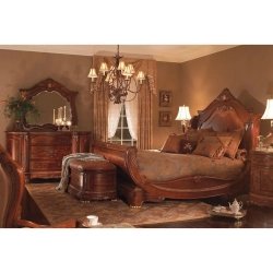 Classic Hand-Carved Solid Wood Sleigh Bed