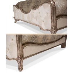 Luxury Tufted Upholstered Bed Frame Classic Carved Wood