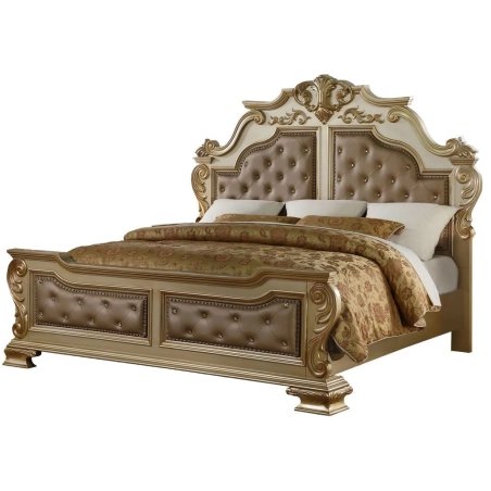 Luxurious Ornate Tufted Upholstered Classic Bed