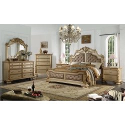 Luxurious Ornate Tufted Upholstered Classic Bed