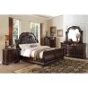 Classic Traditional Carved Wood Upholstered Sleigh Bed