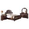 Classic Traditional Carved Wood Upholstered Sleigh Bed