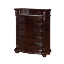 Classic Traditional Carved Wood Upholstered Sleigh Bed