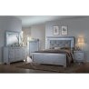 Luxurious Grey Upholstered Tufted Platform Bed with LED Lighting