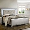 Luxurious Grey Upholstered Tufted Platform Bed with LED Lighting