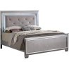 Luxurious Grey Upholstered Tufted Platform Bed with LED Lighting