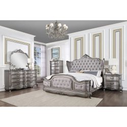 Luxurious Silver Grey Tufted Upholstered Bed Frame Classic Traditional