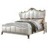 Luxury Classic Upholstered Wingback Bed with Gold Accents and Stud Trim