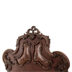 Luxury Solid Wood Carved Platform Bed with Ornate Headboard and Footboard