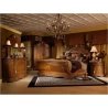 Luxury Carved Wood Sleigh Bed with Upholstered Headboard