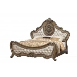 Ornate Classic Wood and Upholstered Bed Frame