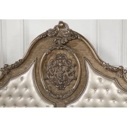 Ornate Classic Wood and Upholstered Bed Frame