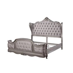 Luxury Classic Silver Tufted Upholstered Bed Frame
