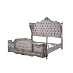 Luxury Classic Silver Tufted Upholstered Bed Frame