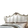 Classic White Upholstered Bed Frame with Gold Accents